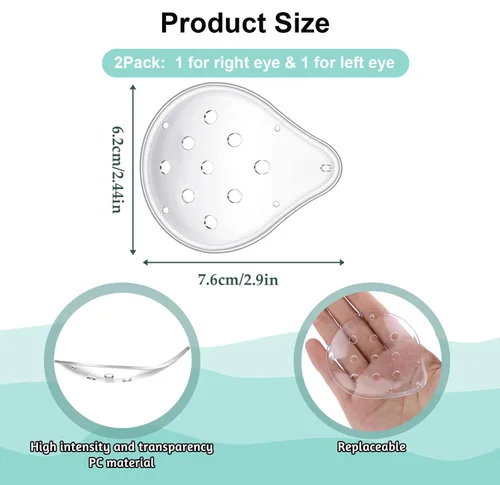 Vista 5 de 2 protectores de ojos transparentes para cirugía de cataratas, parche protector de ojos con ventilación dura con banda elástica extendida, protector