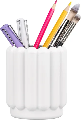 Vista 8 de Soporte de silicona para bolígrafo, portalápices, lindo vaso para escritorio para niños, decoración de oficina, accesorios de escritorio, Gris claro