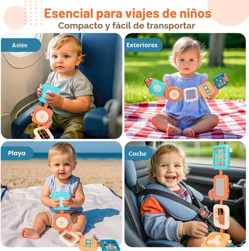 Vista 6 de GRESEESM Montessori - Tabla de actividades para niños de 1 año, juguetes de viaje para niños de 1 a 3 años, tablero de actividades sensoriales