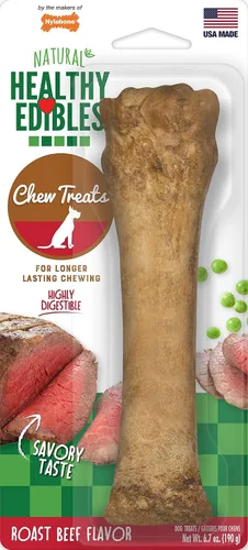 Vista 14 de Nylabone Healthy Edibles Masticables Naturales para Perros de Larga Duración con Sabor a Tocino para Perros, X-Large/Souper (1 unidad)