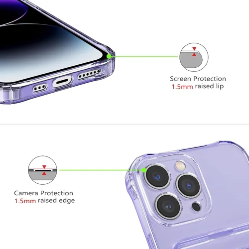 Vista 4 de DEFBSC Funda para iPhone 13 Pro, funda transparente con tarjetero trasero, delgada, delgada, funda protectora de TPU suave que absorbe los golpes
