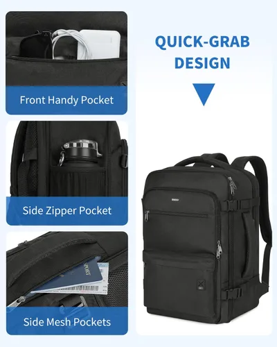 Vista 5 de WANDF Mochila de viaje para Spirit Airlines bolsa de artículos personales de 18 x 14 x 8 pulgadas con bolsillo húmedo, mochila para portátil de 17