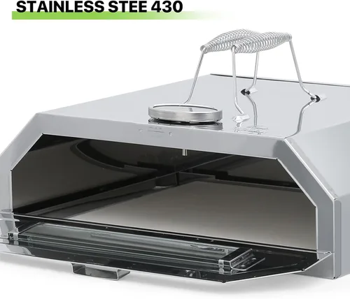 Vista 7 de Magshion Horno de pizza de 11 pulgadas para parrilla, horno de pizza superior con cáscara de pizza y piedra, máquina de pizza portátil al aire libre
