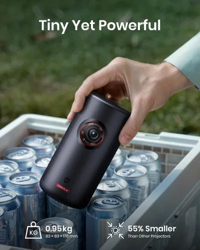 Vista 3 de Nebula Anker Capsule 3 Laser 1080p, inteligente, Wi-Fi, mini proyector, negro, proyector portátil, proyector láser, enfoque automático, imagen