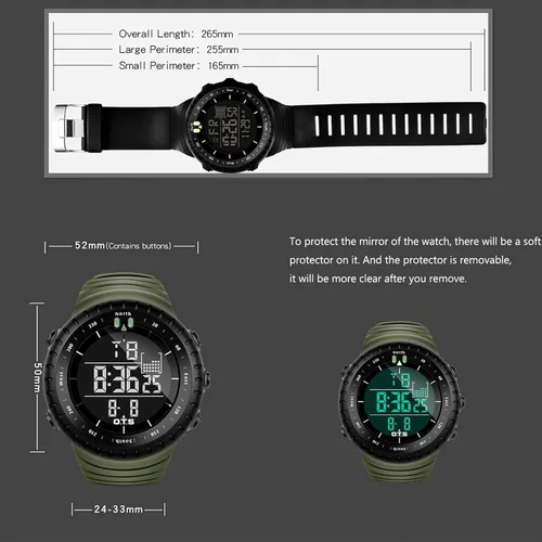 Vista 8 de PALADA Men's Digital Sports Watch Waterproof Tactical Watch with LED Backlight Watches for Men