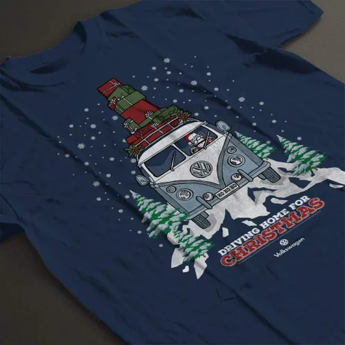 Vista 4 de Volkswagen Christmas Camper White Text Men's T-Shirt