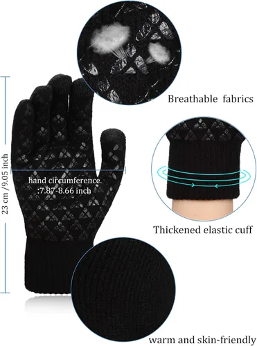 Vista 2 de SATINIOR 4 pares de guantes de invierno para pantalla táctil, guantes cálidos para mensajes de texto, guantes elásticos antideslizantes para adultos
