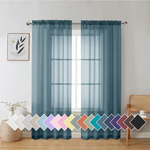 Vista 160 de Aiyufeng 2 paneles de cenefa transparente negra de 14 pulgadas de largo, cortinas cortas negras transparentes para dormitorio, cortinas de cocina