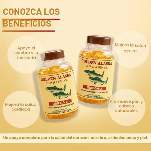 Vista 2 de NCB Golden Alaska Deep Sea Fish Oil Omega 3 EPA DHA 1000 mg, 200 cápsulas blandas