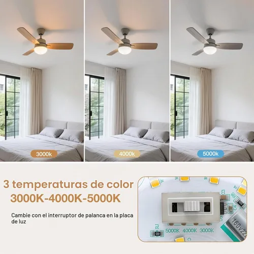 Vista 2 de Kit de Retrofit de Luz LED para Ventilador de Techo, 4 Pulgadas, Kit de Repuesto de Luz de Techo Motor PCB de Panel, 18W, 3CCT 3000K-4000K-5000K