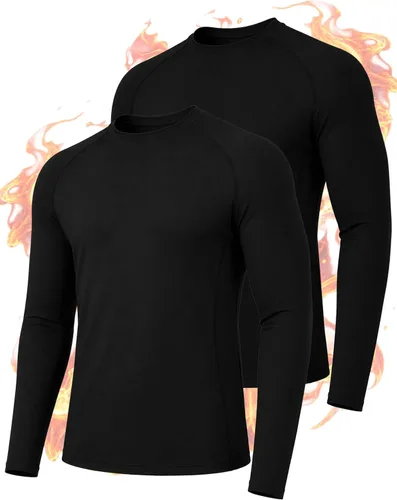 Vista 7 de Roadbox Camisas térmicas de manga larga para hombre, paquete de 2 unidades Blanco/Azul/Gris