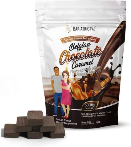 Vista 12 de BariatricPal Citrato de calcio sin azúcar, masticables suaves, 500 mg con probióticos (90 unidades) – uva silvestre