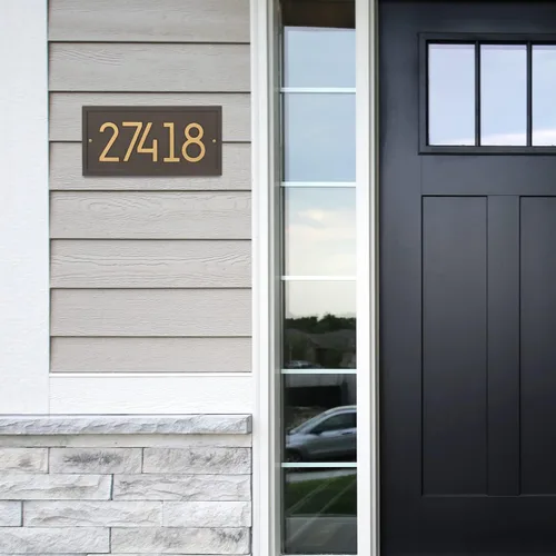 Vista 7 de KeepRepel - Placa de dirección personalizada de metal fundido, el rectángulo moderno. Muestra tu dirección. Letrero de número de casa personalizado
