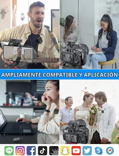 Vista 6 de Moman Micrófono de solapa inalámbrico, sistema de micrófono de solapa inalámbrico compacto de 2.4 GHz con transmisión de cancelación de ruido