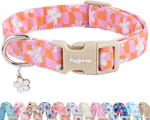 Vista 26 de Faygarsle - Collar floral para perras, diseño de primavera de verano rosa y amarillo, para perros pequeños, medianos y grandes, XS Flor Amarilla