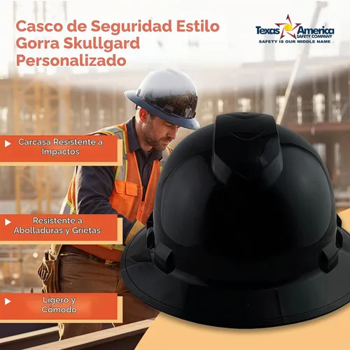 Vista 2 de Texas America Safety Company Casco duro RIDGELINE de ala completa con ajuste de perilla de 6 puntos y bolsa