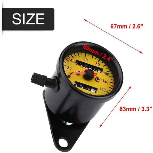 Vista 3 de Qiilu Motocicleta Velocímetro Odómetro, 2.362 in Universal Gauge - Negro