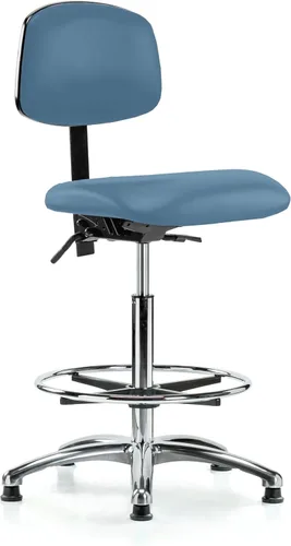 Vista 74 de Perch - Silla de laboratorio con ruedas cromadas con soporte de respaldo ajustable, altura del escritorio de 17 a 22 pulgadas, tela negra