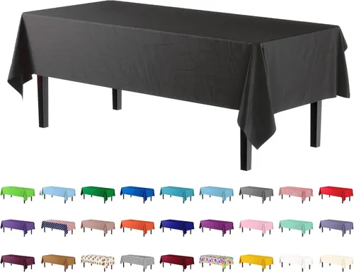 Vista 38 de Party Solids Paquete de 4 manteles de plástico color azul aguamarina, 54 x 108 pulgadas, mantel desechable para fiestas y pícnics