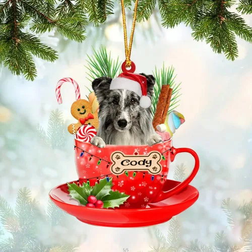 Vista 52 de NAZENTI Adorno personalizado de Alaskan Malamute en taza roja, adorno de Navidad personalizado para perros amantes de las mascotas, colgante