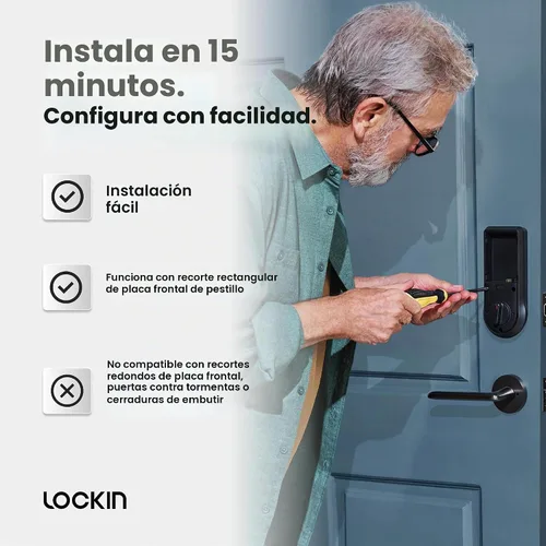 Vista 8 de Lockin Veno Pro, cerradura inteligente todo en uno para puerta delantera, baterías duales
