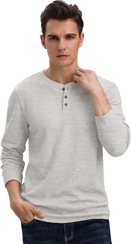 Vista 2 de Sailwind Camisetas Henley casuales de manga larga para hombre