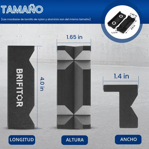 Vista 6 de Almohadillas de tornillo de banco de aluminio de 4 pulgadas y mordazas suaves de tornillo de banco para tornillo de banco, cubiertas de tornillo