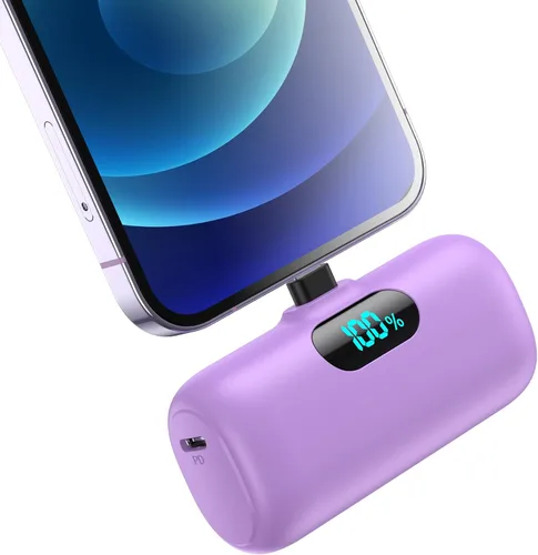 Vista 11 de Cargador portátil pequeño para iPhone 14/13,5000mAh PD cargador de carga rápida, mini batería portátil cargador de teléfono esencial de viaje