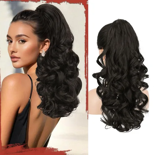 Vista 34 de SOFEIYAN Extensión de Cola de Caballo de 13" Larga y Rizada con Clip en Garra, Extensión de Cabello Sintético de Aspecto Natural para Mujeres