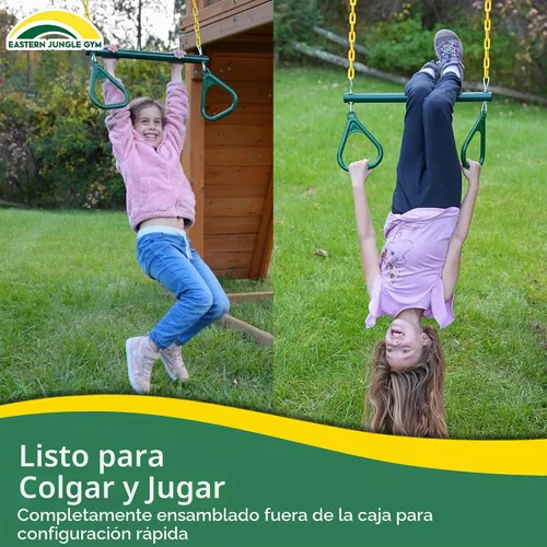 Vista 4 de Eastern Jungle Gym Combo de barra de trapecio de anillo resistente