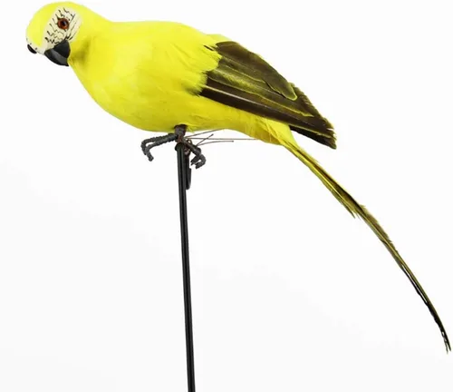 Vista 11 de LWINGFLYER Loro Artificial Verde de Tamaño Real con Plumas de Espuma, Pájaros Guacamayo para Decoración de Disfraces, Ornamento de Hombro
