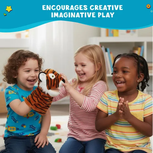 Vista 3 de Get Ready Kids Títere de mano de peluche tigre