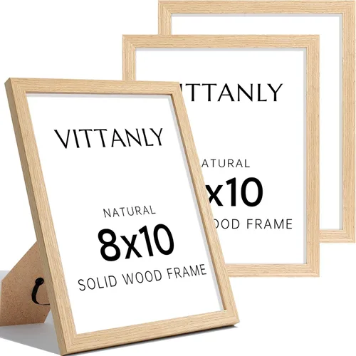 Vista 58 de Vittanly - Marco de fotos de 4 x 6 pulgadas de madera maciza con plexiglás, incluye paspartú de 3,5 x 5, para colgar en la pared o poner sobre una