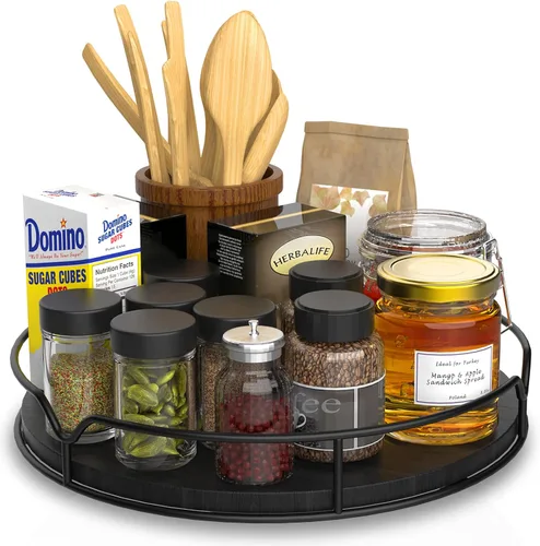 Vista 8 de Lazy Susan - Organizador giratorio para gabinete, despensa, encimera de cocina, armario de computadora, 8 pulgadas