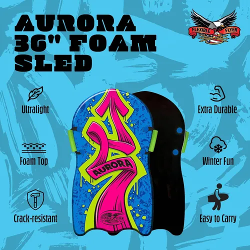 Vista 9 de Flyer flexible Aurora 36" trineo de espuma con asas para 1 persona