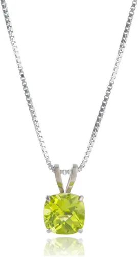 Vista 20 de MAX + STONE 925 Sterling Silver Cushion Cut Birthstone Necklace for Women 6mm Hypoallergenic Solitaire Necklace Gemstone Pendant Necklaces with