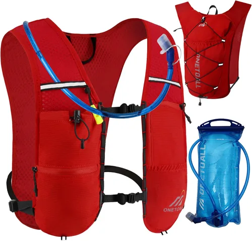 Vista 10 de Chaleco de correr para mujeres y hombres, mochila de hidratación de 6L con vejiga de agua de 2L, mochila de agua ligera para trail running, maratón