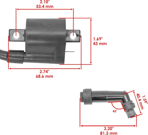Vista 2 de Caltric Bobina de encendido compatible con Yamaha Raptor 80 Yfm80 Yfm 80 2002 2003 2004 2005 2006 2007 2008