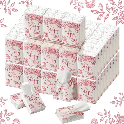 Vista 12 de Spiareal 50 pañuelos azules con diseño de lágrimas felices para boda, 3 capas para tus lágrimas felices, pañuelos de boda para invitados, papel