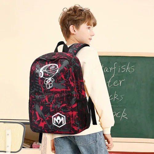 Vista 3 de Bluboon Mochila preescolar para niños y niñas, bolsas escolares para niños y niñas, bolsas escolares para jardín de infantes, Rojo Cool Boy