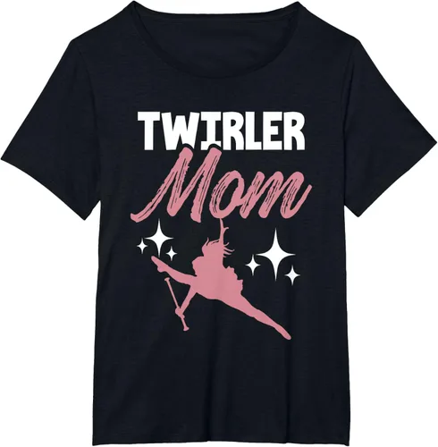 Vista 34 de Twirler Mom Baton Twirl Mother Majorette Twirling Camiseta, Negro, S