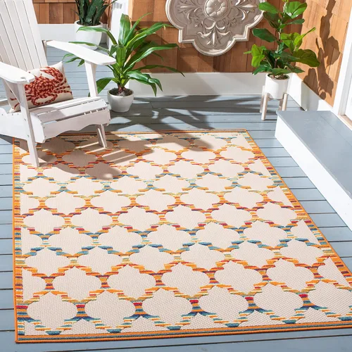 Vista 16 de SAFAVIEH Alfombra lavable para exteriores, colección Cabaña, 2'2" x 5', azul y gris, no desprende pelusa y fácil de limpiar, entrada puerta