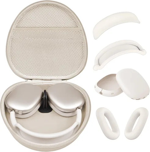 Vista 17 de Funda rígida para AirPods Max con modo de sueño, funda de transporte para auriculares con almohadillas de silicona para AirPods