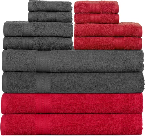 Vista 43 de Ample Decor Juego de 12 toallas de baño de 600 GSM, 100% algodón, 4 toallas de baño, 4 toallas de mano, 4 paños de lavado, absorbentes y suaves