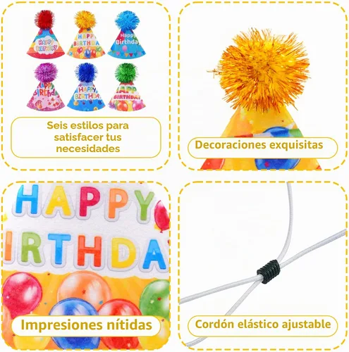Vista 3 de 6 sombreros de fieltro para fiesta de cumpleaños para perros pequeños, cachorros, gatos