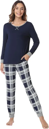 Vista 77 de NACHILA Women's Pajamas Set-Viscose Made from Bamboo, Long Sleeve Sleepwear Top with Pants Comfy Pajama Soft 2 Piece Pjs B-aqua Green