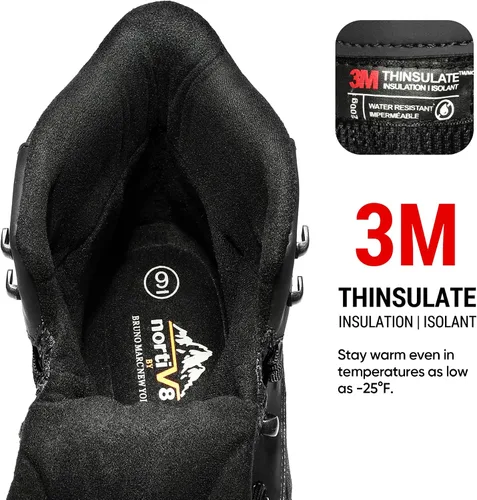 Vista 4 de NORTIV 8 Botas de nieve de invierno impermeables para hombre negro (black/1)
