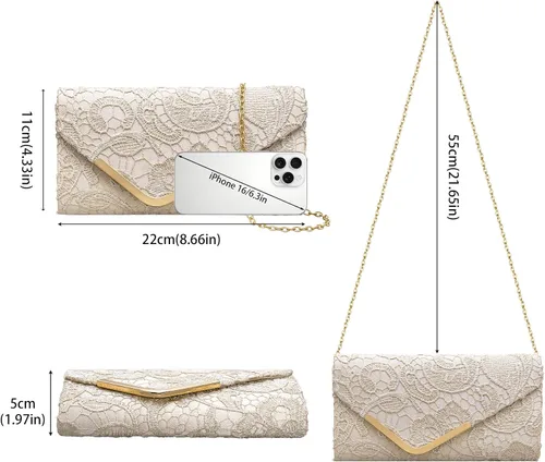Vista 3 de Bolso de mano Larcenciel para mujer, bolso de lentejuelas brillante con cadena, bolso de noche con destellos para fiestas y graduaciones