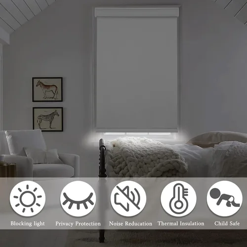 Vista 4 de MYshade Persianas enrollables opacas para ventanas, persianas enrollables sin cordón, fáciles de instalar y protección de privacidad, persianas