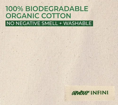 Vista 6 de AMOUR INFINI Bolsas de comestibles de algodón orgánico con funda para botella, juego de 3 bolsas de hombro plegables y lavables con asas reforzadas